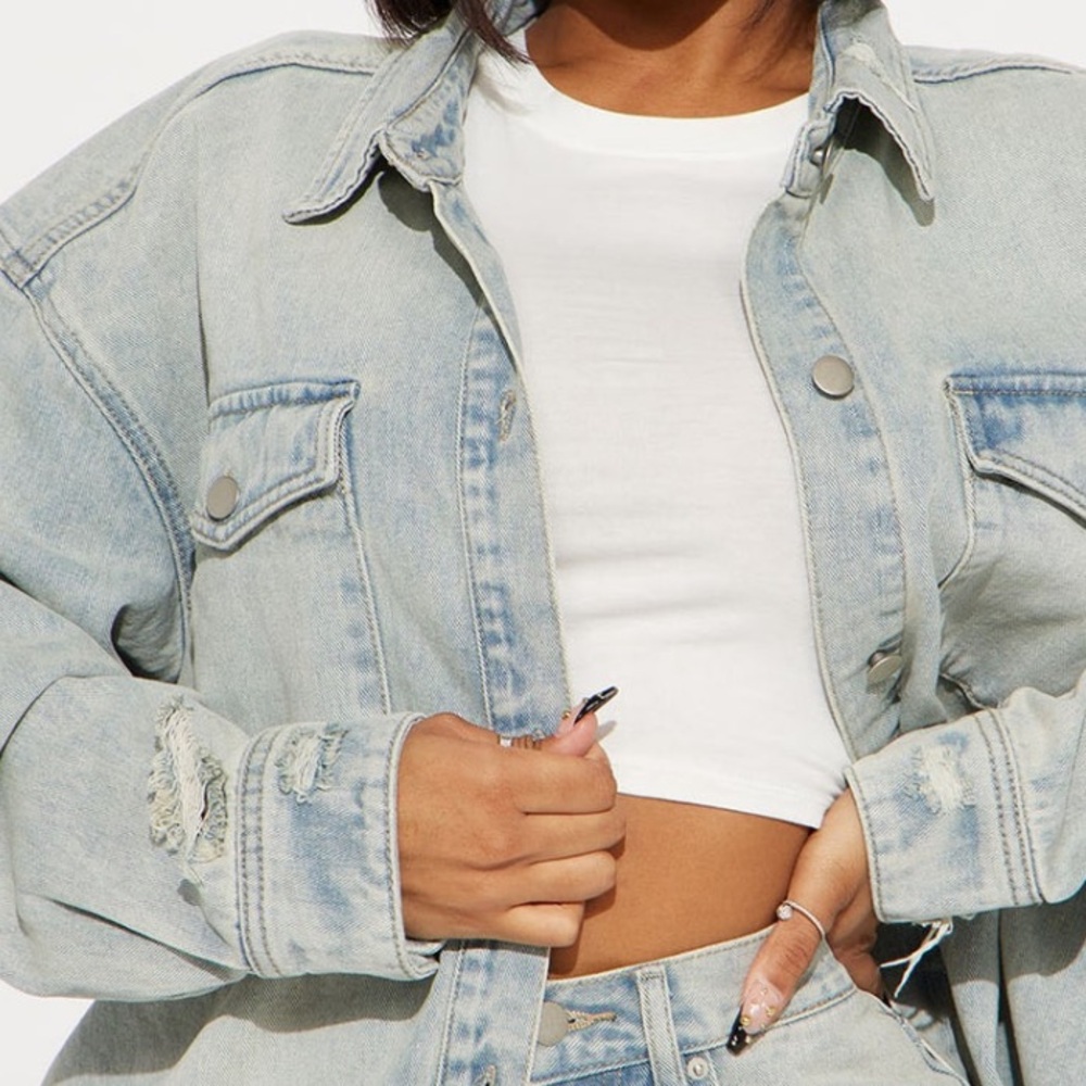 New Oversize  light  Blue Denim Jean Jacket